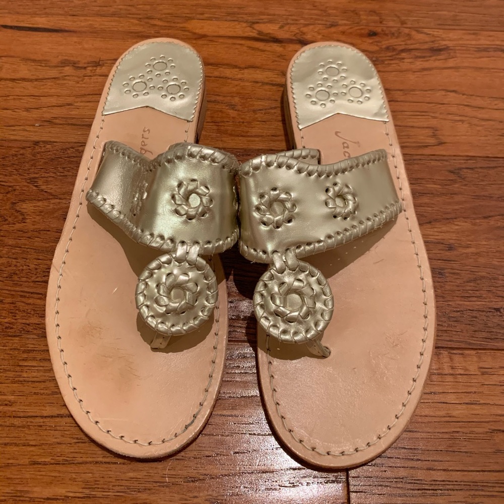 Jack Rogers Gold Platinum Sandals, Size 8 Worn 1x